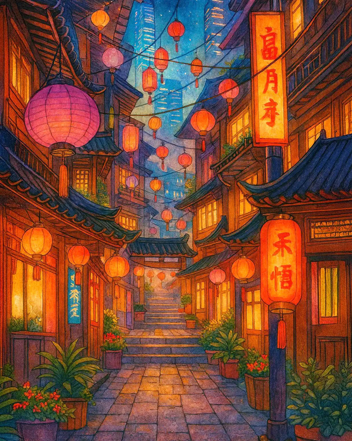 Kit de peinture village japonnais